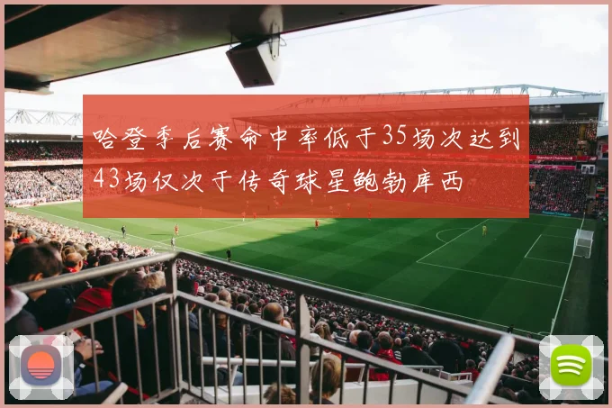 哈登季后赛命中率低于35场次达到43场仅次于传奇球星鲍勃库西